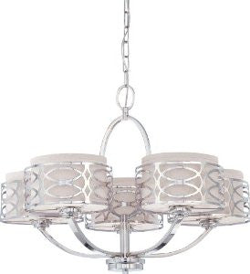 Nuvo 60/4625 Harlow Polished Nickel Five Light Chandelier