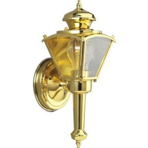Progress Lighting P5845-10 Wall Torch with Clear Beveled Glass Panels, Polished Brass
