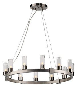 Forecast Lighting F1560-36 Revolution Twelve-Light Halogen Chandelier with Etched and Clear Glass, Satin Nickel