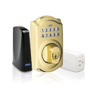 Schlage BE369GRNX CAM 505 605 Keypad Deadbolt Home Security Kit with Nexia Home Intelligence, Bright Brass (Z-Wave)