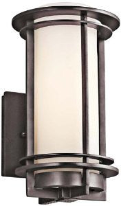 Kichler Lighting 49344AZ Pacific Edge 1-Light Exterior Wall Mount, Architectural Bronze Finish with Satin Etched Cased Opal Glass