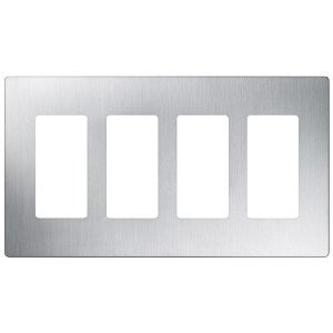 Lutron CW-4-SS 4-Gang Claro Wall Plate, Stainless Steel