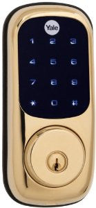 Yale YRD220-NR-605 Real Living Electronic Touch Screen Deadbolt, Fully Motorized with 25-User Code Memory, Polished Brass