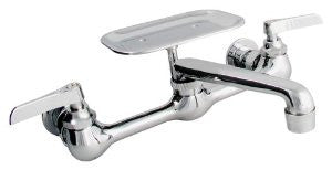 LDR 011 5400 8-Inch Double Handle Wall Mount Laundry Faucet with Soap Tray, Chrome