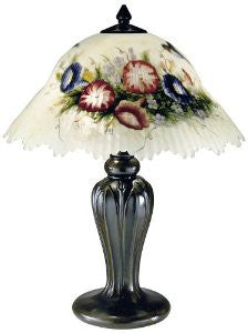 Dale Tiffany 10190/706 Hummingbird/Flower Table Lamp, Antique Bronze and Glass/Handpainted Shade
