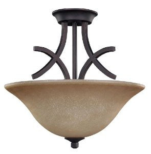 CANARM LTD RISF250A03 ORB Flamenco 3 Light Semi-Flush Amber Scavo Glass 100W Type A Oil Rubbed Bronze Finish