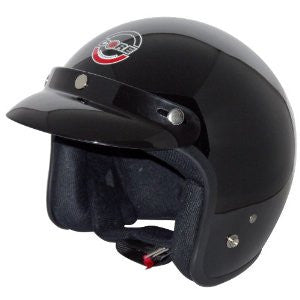 Core Vintage Open Face Helmet (Gloss Black, X-Large)