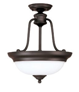 Nuvo 60/1787 Glenwood 3-Light Semi-Flush Dome, Sudbury Bronze