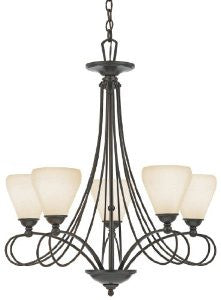 Quoizel DK5005TM Denmark 5-Light Chandelier with Cream Frosted Cirrus Glass, Taco Marrone