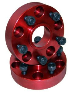 Rugged Ridge 11302 Alloy USA Red 1.25" Thick 5-on-5.5 Bolt Pattern Wheel Spacer - Pair