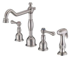 Danze D422057SS Opulence Two Handle Kitchen Faucet with Matching Side Spray, Stainless Steel