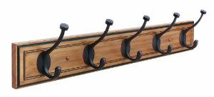 Amerock H55662-HORB 27-Inch Beveled Hook Rack, Honey Pine with Oil-Rubbed Bronze Hooks