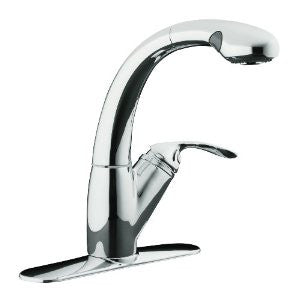 KOHLER K-6352-CP Avatar Single Control Pullout Kitchen Sink Faucet, Polished Chrome