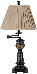 CAL LIGHTING BO-2299TB 150-watt 3 Way Aberdeen Swing Arm Metal/Resin Table Lamp