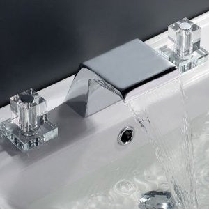 LightInTheBox Two Handle Widespread Waterfall Bathroom Faucet with Stainless Steel Spout, Chrome