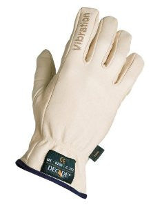 Decade 49004 Leather Anti-Vibration Full-Finger Left Hand Driver's Glove with Gfom, Buff, X-Large