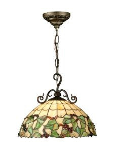 Dale Tiffany TH70516 Tiffany Grape Pendant Light , Antique Bronze and Art Glass Shade