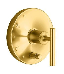 KOHLER K-T14501-4-BGD Purist Rite-Temp Pressure-Balancing Valve Trim with Lever Handles, Vibrant Moderne Brushed Gold