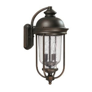 Capital Lighting 9582OB York 2-Light Exterior Wall Lantern, Old Bronze Finish with Seedy Glass