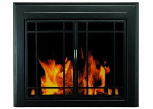 Pleasant Hearth EA-5011 Easton Fireplace Glass Door, Midnight Black, Medium