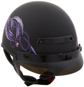 Vega XTS Half Helmet with Scroll Graphic (Purple, Medium)