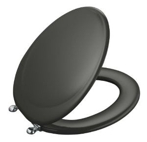 Kohler K-4615-CP Revival Elongated Closed-Front Toilet Seat with Polished Chrome Hinges,