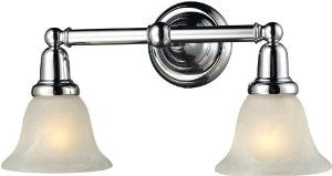 Elk Lighting 84011/2 18 by 10-Inch Vintage Bath 2-Light Bath Bar with Marbilized White Glass Shade, Chrome Finish