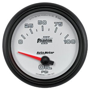 Auto Meter 7827 Phantom II 2-5/8" 0-100 PSI Short Sweep Electric Oil Pressure Gauge