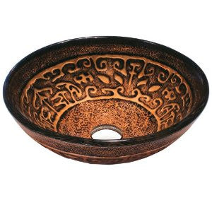 VIGO VG07019 Copper Mosaic Glass Bathroom Vessel Sink, Bronze