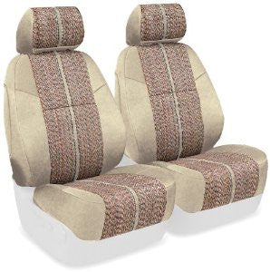 Coverking Custom-Fit Front Bucket Seat Covers - Saddleblanket Fabric, Tan