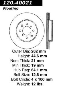 Centric Parts 120.40021 Premium Brake Rotor with E-Coating