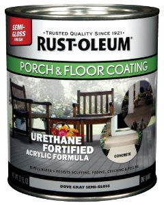 Rust-Oleum 244163 Porch Floor Paint, Gray Semi-Gloss, 1-Quart