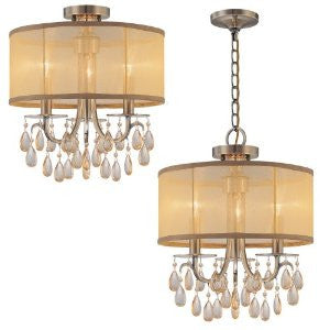 Gold Coast Lighting Hampton Collection Oyster Crystal Chandelier, Antiqued Brass, 3-Light