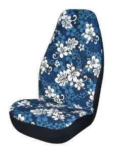 Allison 67-0346BLU Blue Hawaiian Print Universal Bucket Seat Cover - Pack of 2