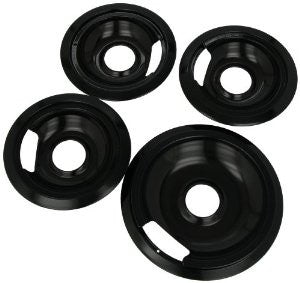 Range Kleen P1056RGE8Z Porcelain GE Hinged Drip Pans Set Of 8 Containing 3 Units each P105 & Pr6GE, 1 unit each P106 & Pr8GE, Black