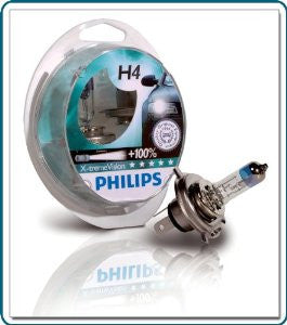 Philips H4 X-treme Vision Car Headlight Bulbs. 12v 55w.