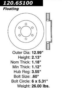 Centric Parts 120.65100 Premium Brake Rotor with E-Coating