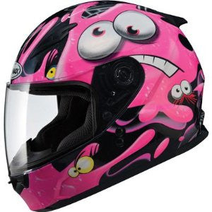 GMAX GM49Y Slimed Youth Street Racing Motorcycle Helmet - Black/Pink / Medium