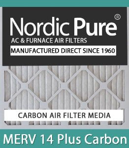 Nordic Pure 16x20x1M14+C-12 MERV 14 Plus Carbon AC Furnace Air Filters, Qty-12