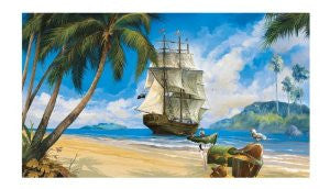 York Wallcoverings BT2828M Pirate Mural, Ocean Blue/Cork Screw Tan/Rainforest Green/Off White/Coconut Brown