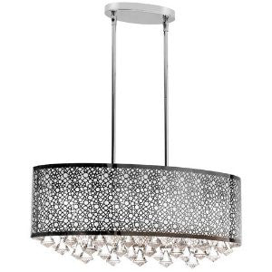 Dainolite Lighting DOM-8587C-PC 6 Light Oval Crystal Island Light, Polished Chrome