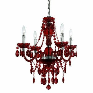 Af Lighting Elements 8354-4H Mini Chandelier 4 Light In Red Cut Plastic