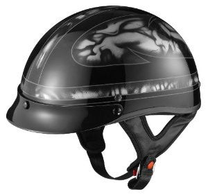GLX Silver Skull Motorcycle Half Helmet (XX-Large)
