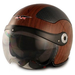VCAN V528 Milano European Style Open Face Helmet (Wood, Small)