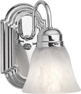Kichler Lighting 5334NI Traditional 1-Light Wall Sconce, Brushed Nickel Finish with Alabaster Swirl Glass Shade