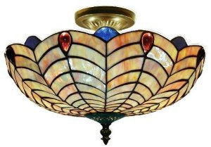 Warehouse of Tiffany 1977+SF104 Tiffany-style Shell Hanging Light, Yellow