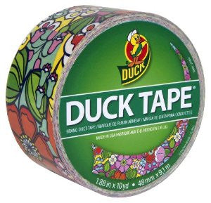 Duck Brand 281766 Flower Printed Duct Tape, 1.88-Inch by 10 Yards, Case of 6 Rolls