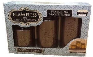 Flameless LED Candles - 3PK, 5-Hour Timer, Realistic Wick & Unscented Wax