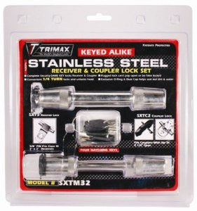 Trimax SXTM32 100% Stainless Steel (SXT3) 5/8" Receiver Lock & (SXTC2) 2.5" Span Coupler