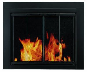 Pleasant Hearth AT-1001 Ascot Fireplace Glass Door, Black, Medium